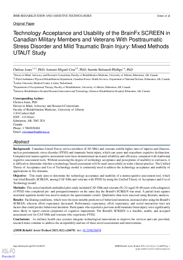 (PDF) Technology Acceptance and Usability of the BrainFx SCREEN in ...