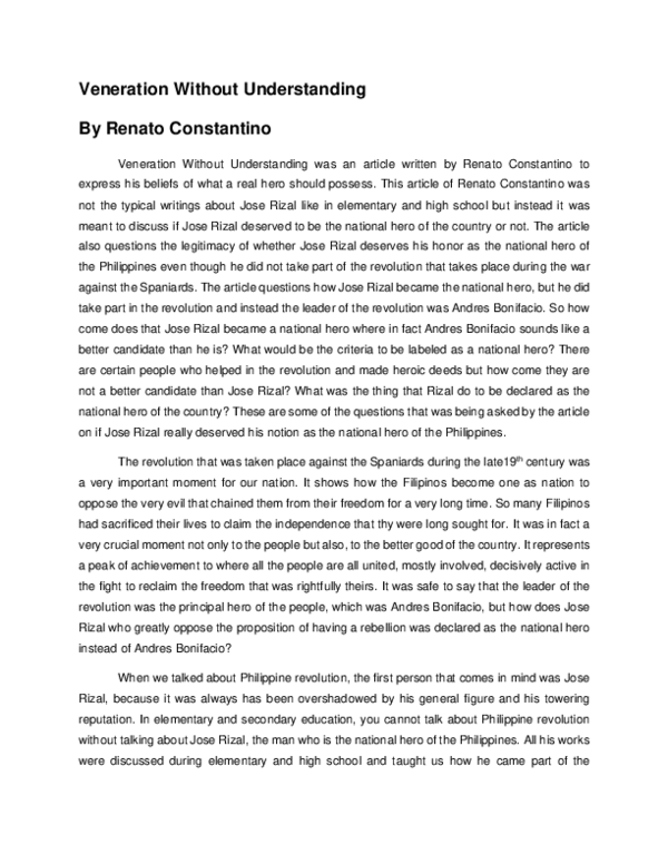 What is renato constantino said about history image