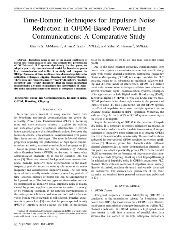 (PDF) Time-Domain Techniques for Impulsive Noise Reduction in OFDM ...