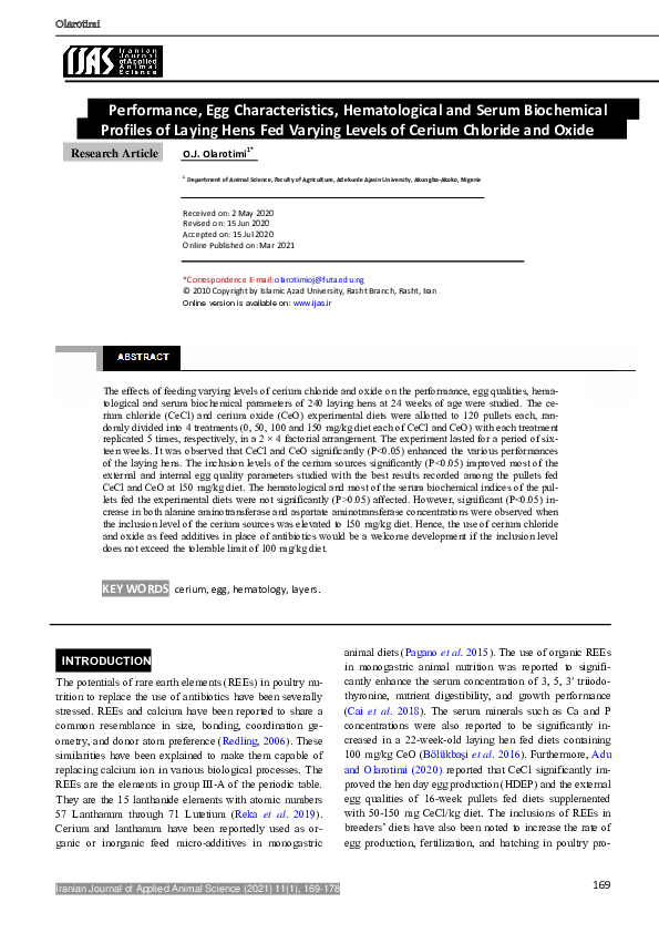 (PDF) IJAS Volume 11 Issue 1 Pages 169-