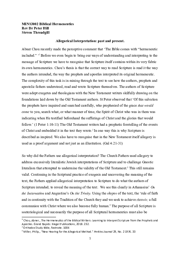 (DOC) Biblical Hermeneutics Allegorical Interpretation