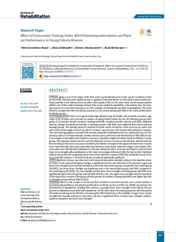 (PDF) Effect of Concurrent Training Order With Electromyostimulation on ...