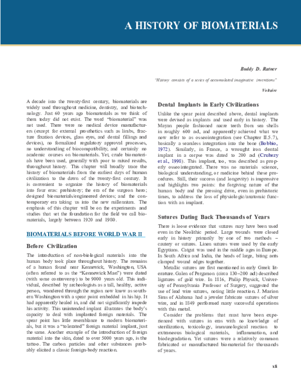 (DOC) History Of Biomaterials dayu aristia Academia.edu