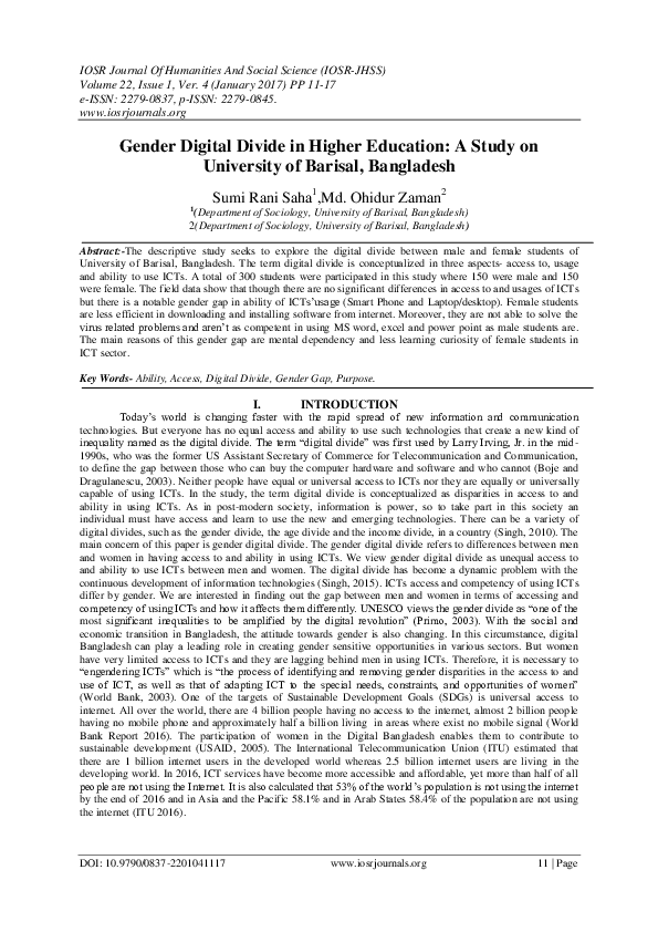 (PDF) Gender Digital Divide in Higher Education: A Study on University ...