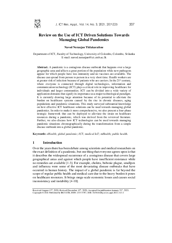 (PDF) Review on the Use of ICT Driven Solutions Towards Managing Global ...