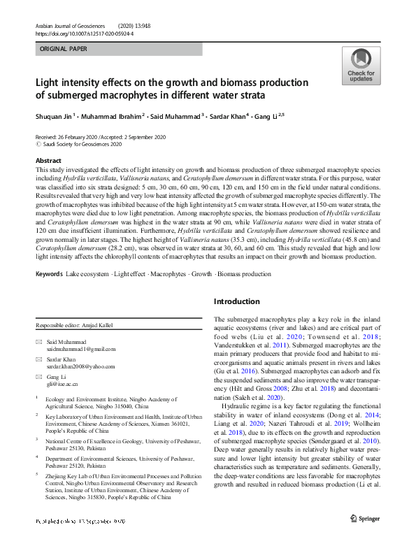 (PDF) Light intensity effects on the growth and biomass production of ...