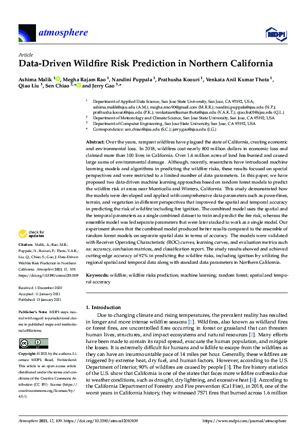 (PDF) Data-Driven Wildfire Risk Prediction in Northern California