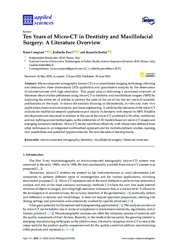 (PDF) Ten Years of Micro-CT in Dentistry and Maxillofacial Surgery: A ...
