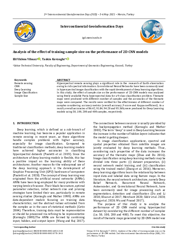 (PDF) Analysis of the effect of training sample size on the performance ...