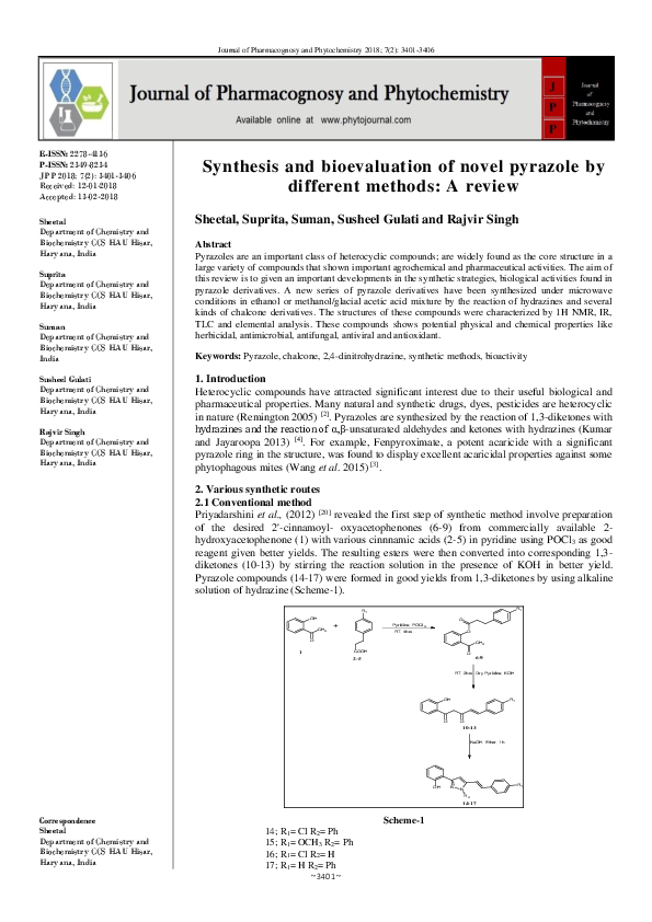 (PDF) Synthesis and bioevaluation of novel pyrazole by different ...