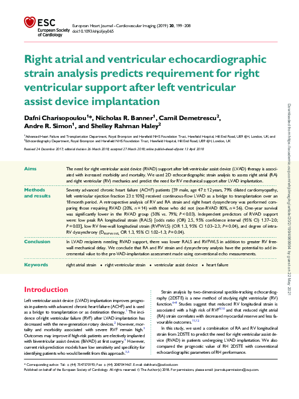 (PDF) Right atrial and ventricular echocardiographic strain analysis ...