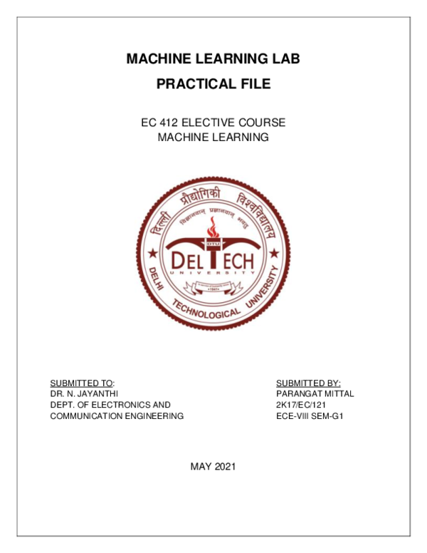 (PDF) Machine Learning