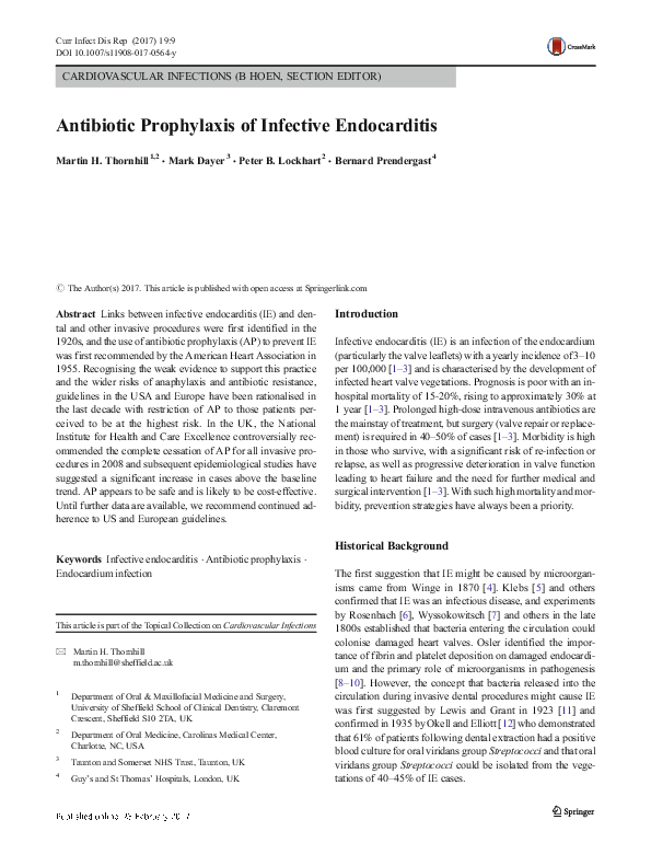(PDF) Antibiotic prophylaxis for infective endocarditis michael