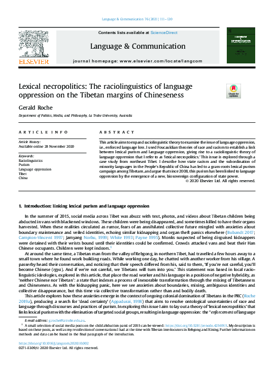 (PDF) Lexical necropolitics: The raciolinguistics of language ...