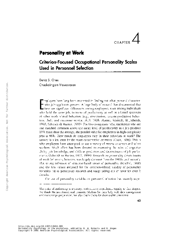 (PDF) Personality at Work Criterion-Focused Occupational Personality ...
