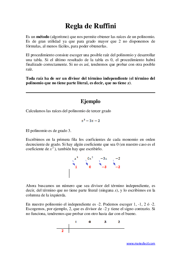 (PDF) Regla Ruffini