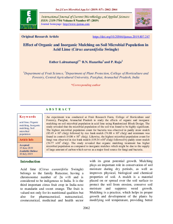 (PDF) Effect of Organic and Inorganic Mulching on Soil Microbial ...