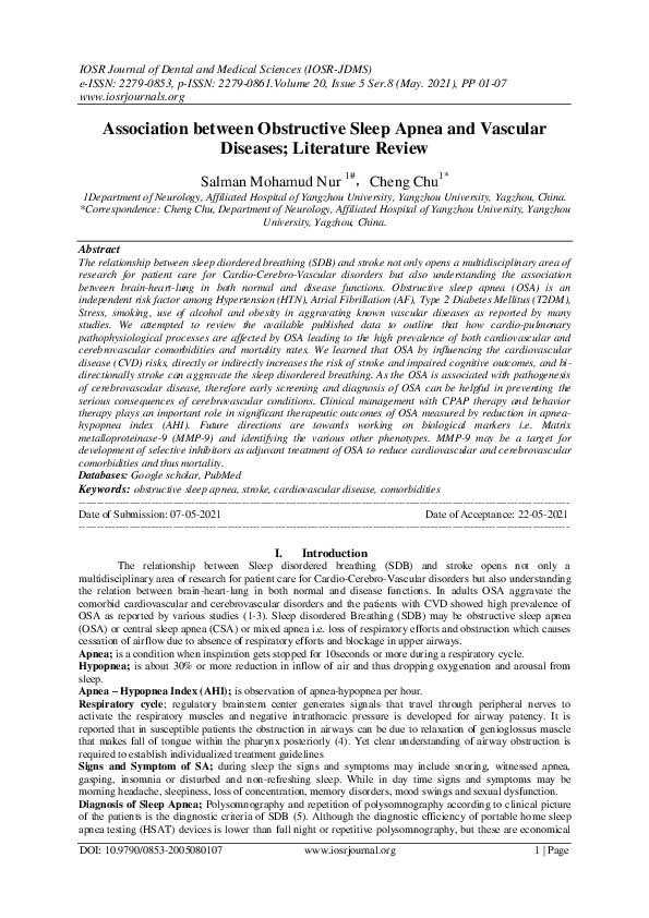 (PDF) Association between Obstructive Sleep Apnea and Vascular Diseases ...