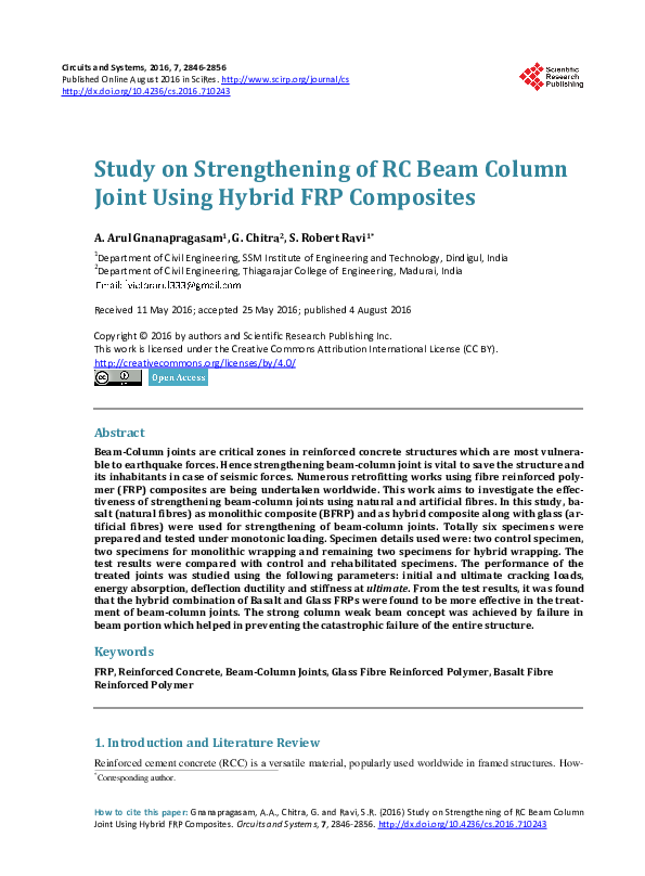 (PDF) Study on Strengthening of RC Beam Column Joint Using Hybrid FRP ...