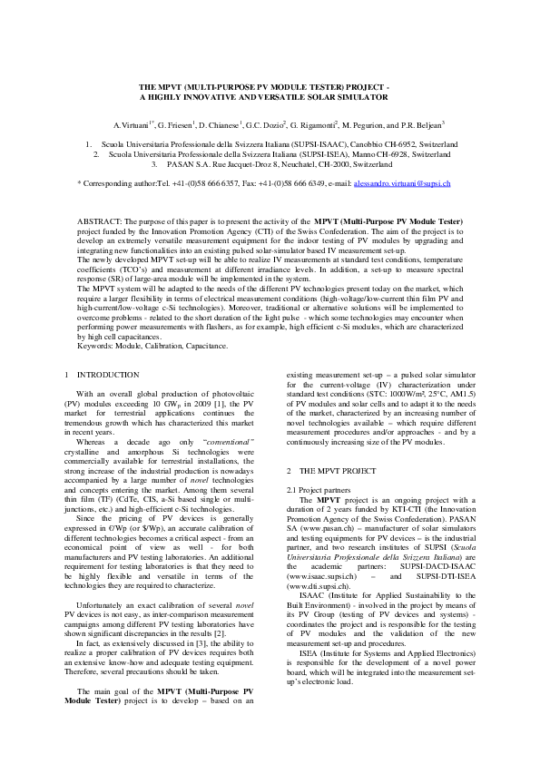 (PDF) The MPVT (Multi-Purpose PV Module Tester) Project – A Highly ...