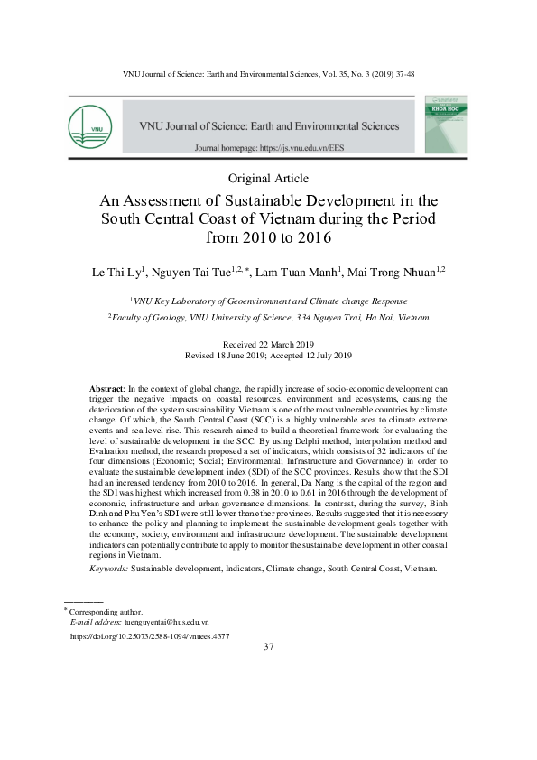 (PDF) An Assessment of Sustainable Development in the South Central ...