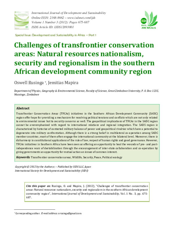 (PDF) Special Issue: Development and Sustainability in Africa – Part 1 ...