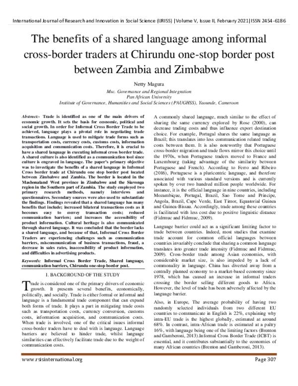 (PDF) The benefits of a shared language among informal cross-border ...