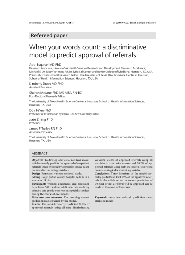(PDF) When your words count: a discriminative model to predict approval ...