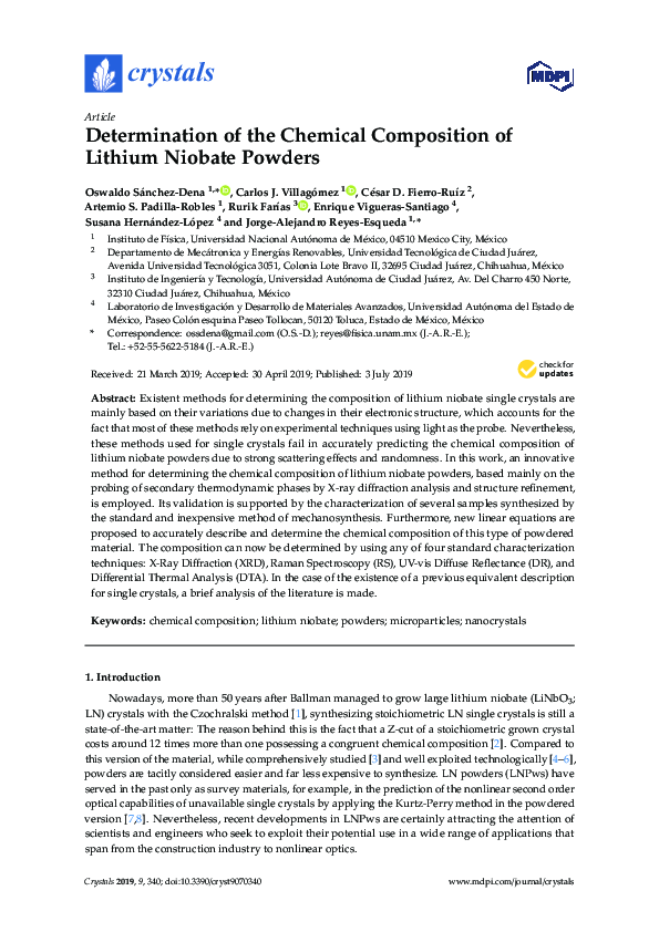 (PDF) Determination of the Chemical Composition of Lithium Niobate Powders