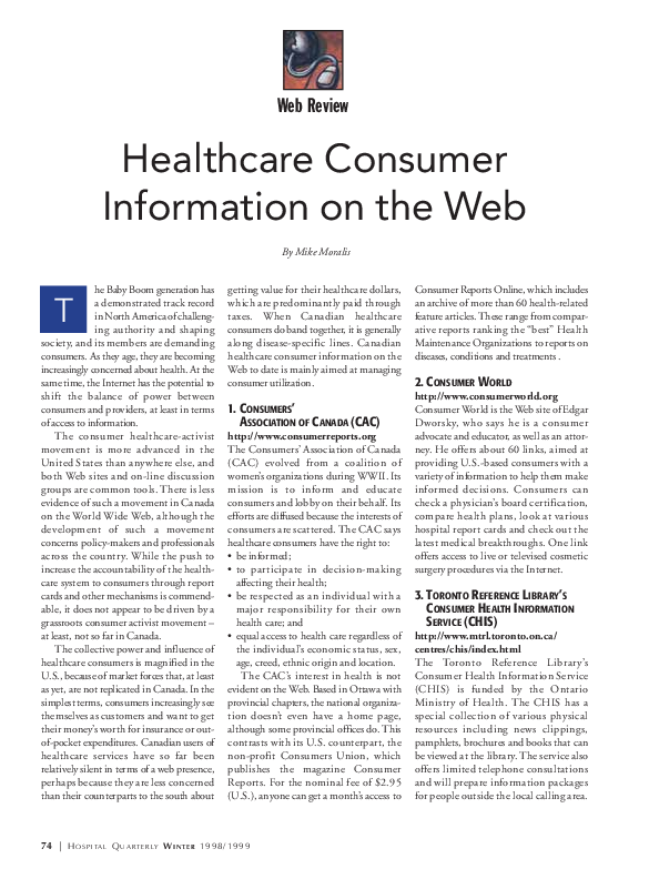 (PDF) Healthcare Consumer Information on the Web