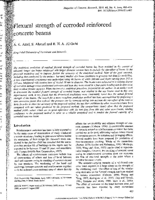 (PDF) Flexural strength of corroded reinforced concrete beams