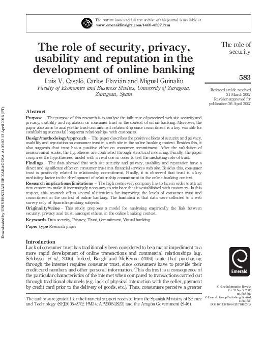 (PDF) The role of security, privacy, usability and reputation in the ...