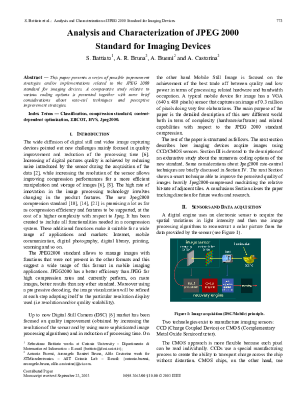(PDF) Analysis and characterization of JPEG 2000 standard for imaging ...