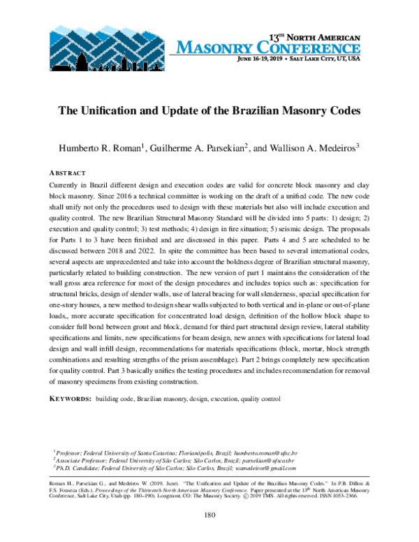 (PDF) The unification and update of the Brazilian masonry codes