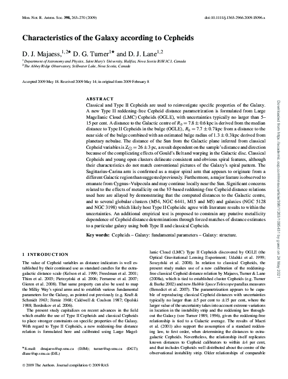 (PDF) Characteristics of the Galaxy according to Cepheids