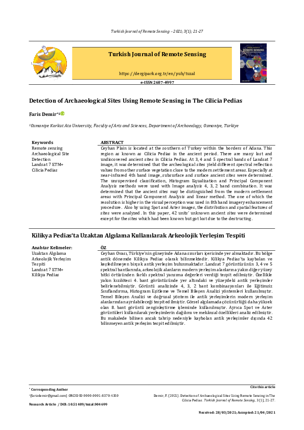 (PDF) Detection of Archaeological Sites Using Remote Sensing in The ...