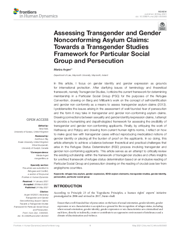 (PDF) Assessing Transgender and Gender Nonconforming Asylum Claims ...