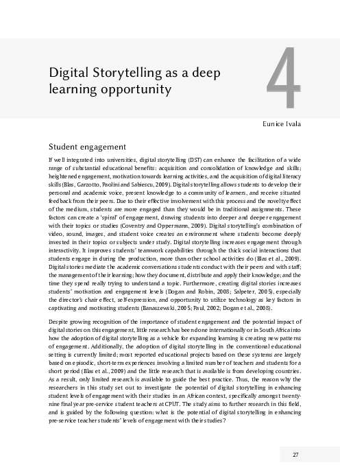 (PDF) Digital Storytelling as a deep Learning Opportunity