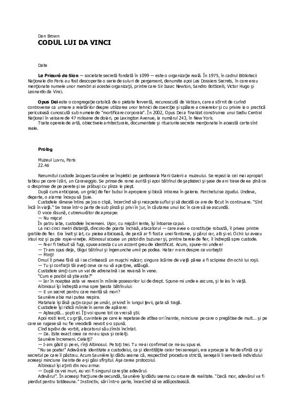 (PDF) Dan Brown Codul lui Da Vinci