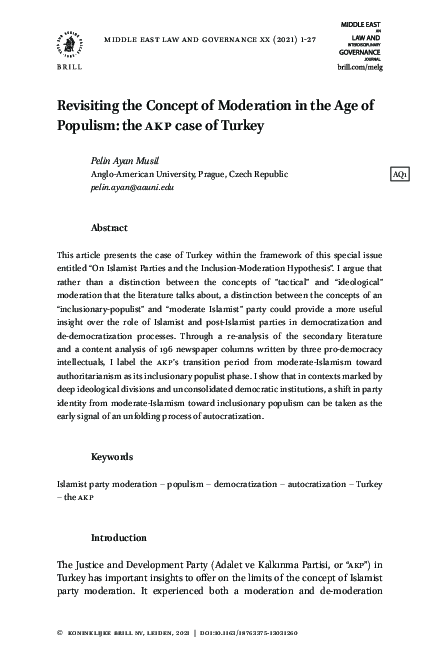 (PDF) Revisiting the Concept of Moderation in the Age of Populism: The ...