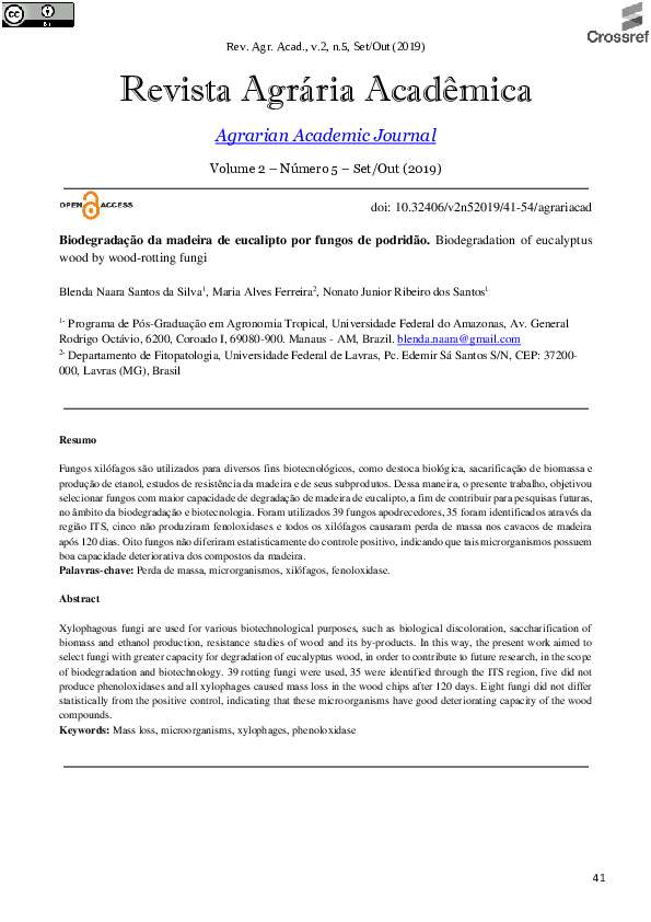 (PDF) Biodegradation of eucalyptus wood by woodrotting fungi Revista