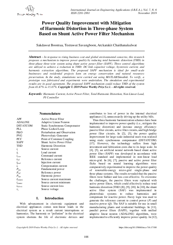 (PDF) Power Quality Improvement with Mitigation of Harmonic Distortion ...