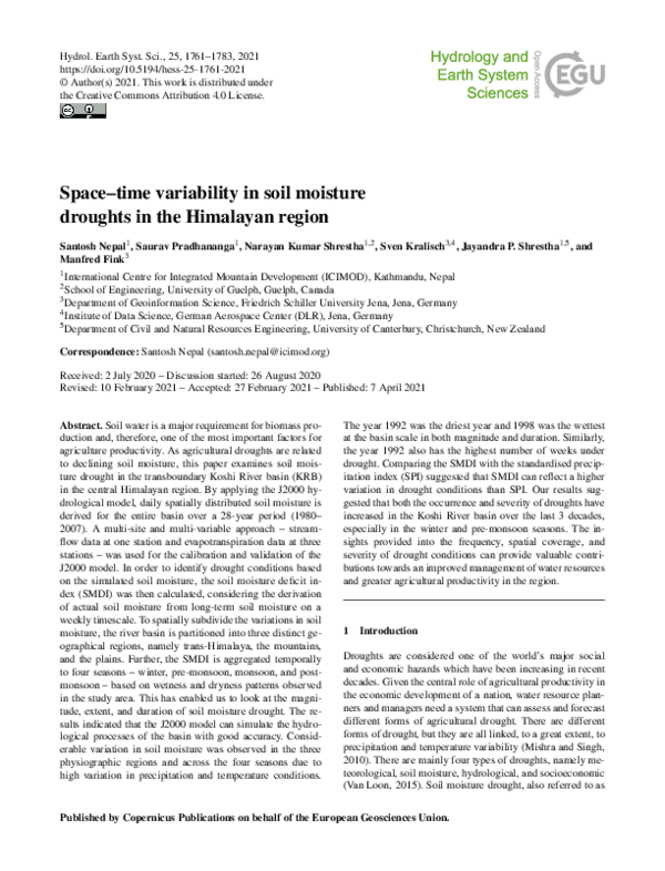 (PDF) Space-time variability in soil moisture droughts in the Himalayan ...