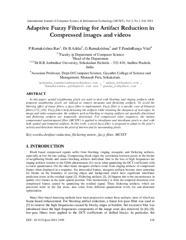 (PDF) Adaptive Fuzzy Filtering for Artifact Reduction in Compressed ...