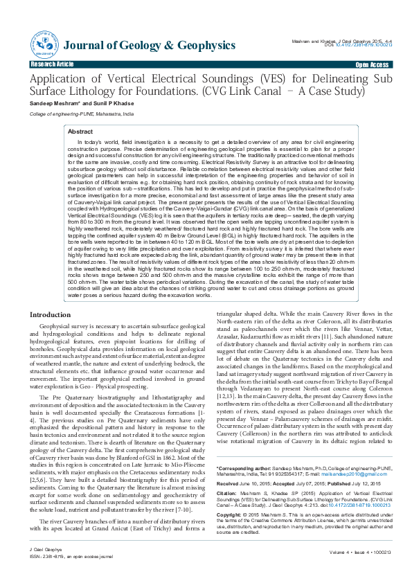 (PDF) Application of Vertical Electrical Soundings (VES) for ...