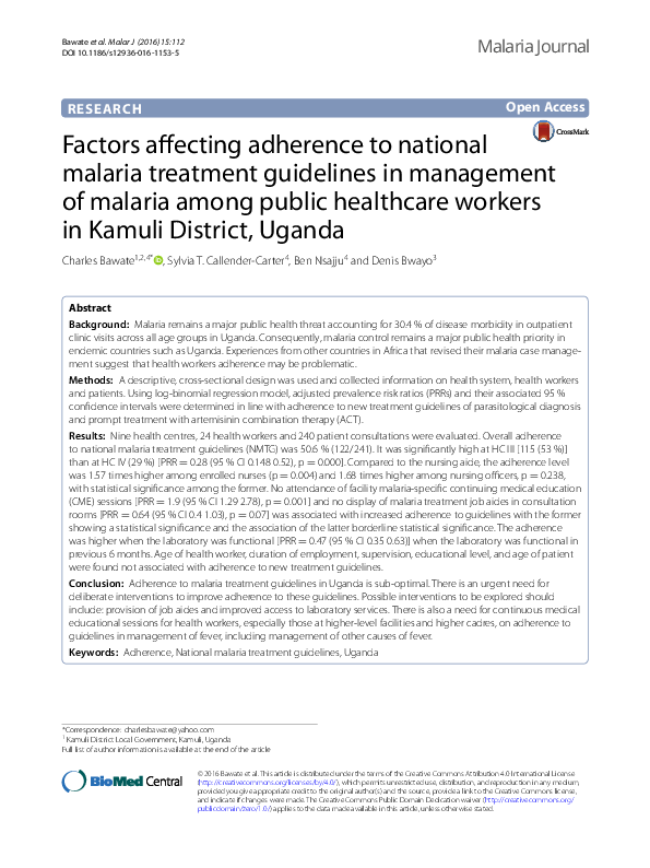 MALARIA TREATMENT GUIDELINES 2020 UGANDA visual data 4