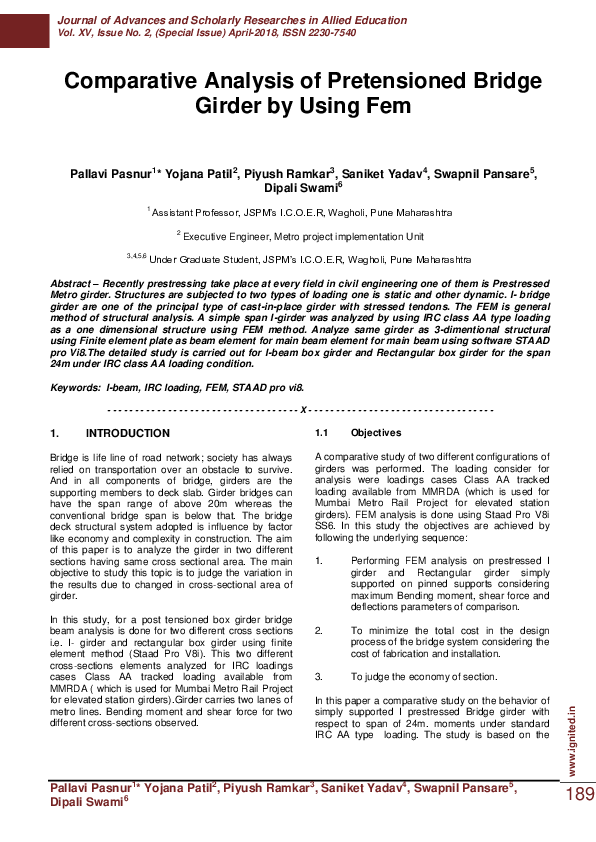 (PDF) Comparative Analysis of Pretensioned Bridge Girder By Using Fem