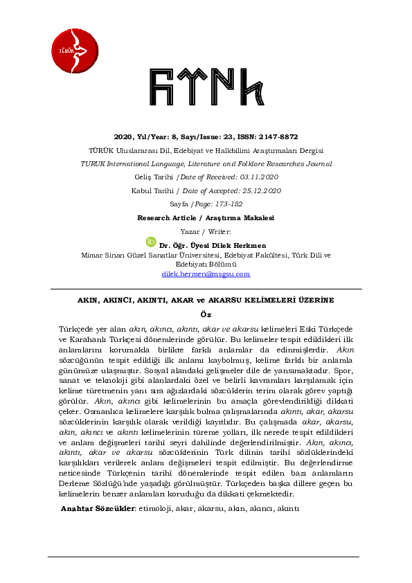 (PDF) AKIN AKINCI AKINTI AKAR ve AKARSU