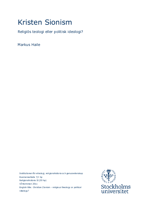PDF) Kristensionism - politisk ideologi eller religiös teologi 