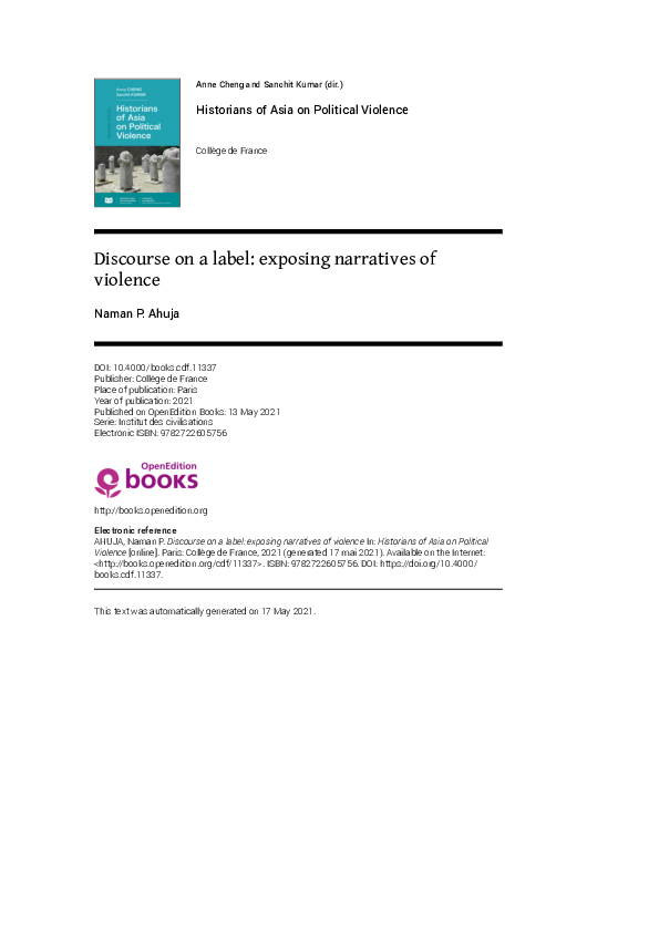 (PDF) Discourse on a label: exposing narratives of violence